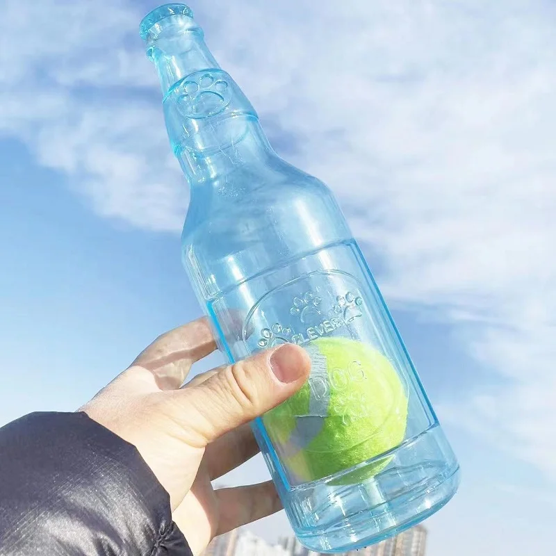 Jucarie de Ros pentru Caini – Sticla TPR cu Minge de Tenis - imagine 6